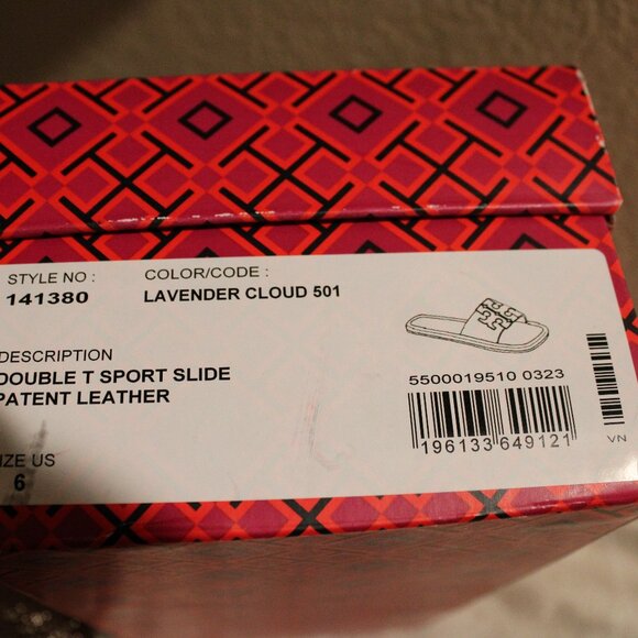 Tory Burch Double T Sport Slide - Lavender Cloud Patent Leather - Picture 7 of 8